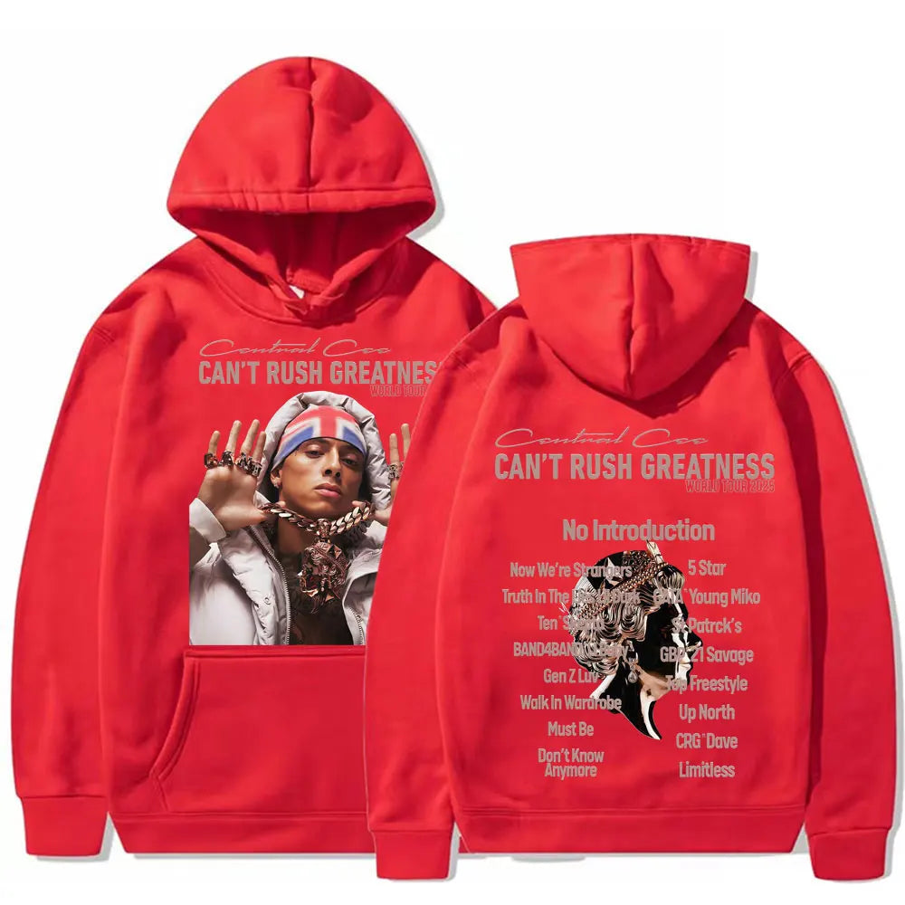 Central Cee “Can’t Rush Greatness” World Tour 2025 Concert Hoodies Mens Fashion Hip Hop Pop Music Oversized Pullover Sweatshirts