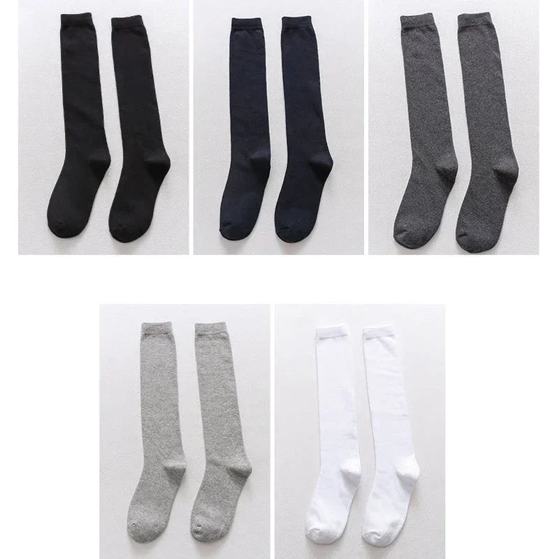 Men's Formal Long Socks – Knee High Cotton Dress Socks, Solid Color Soft Elastic for Business, Party, Four Seasons