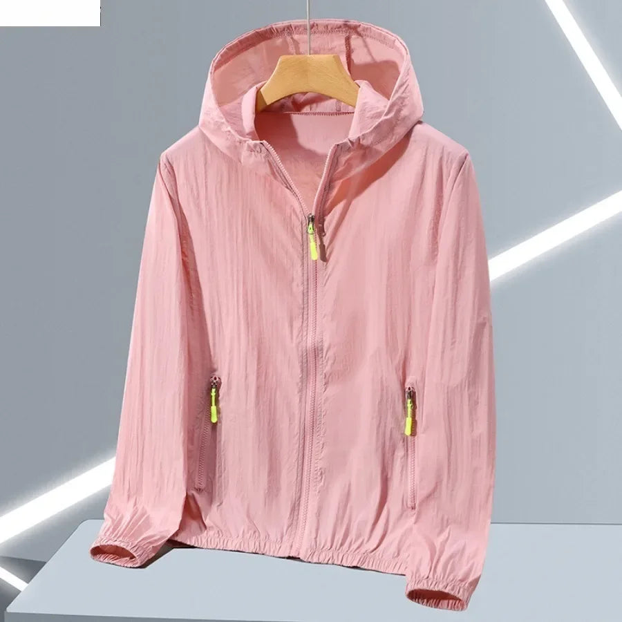 Summer Ice Silk Sun Protection Jacket for Men Couple Outdoor Sports UV Protection Skin Coats Breathable Hooded Ultrathin Jackets