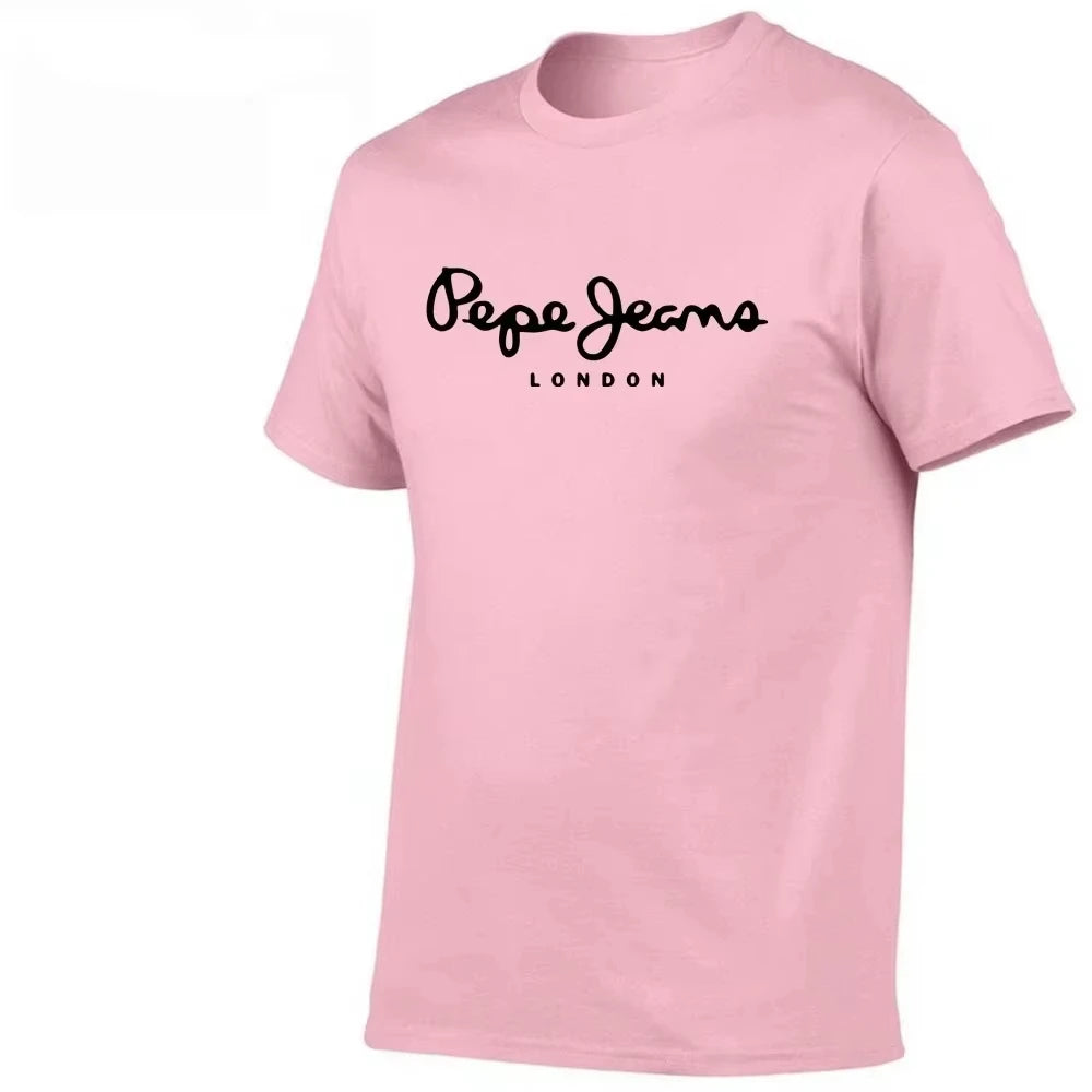 2025 Newest Pepe-Jeans-London Logo T-Shirt Summer Men's Women's Short Sleeve Surfing beach T-shirt Tops Unisex oversized t shirt