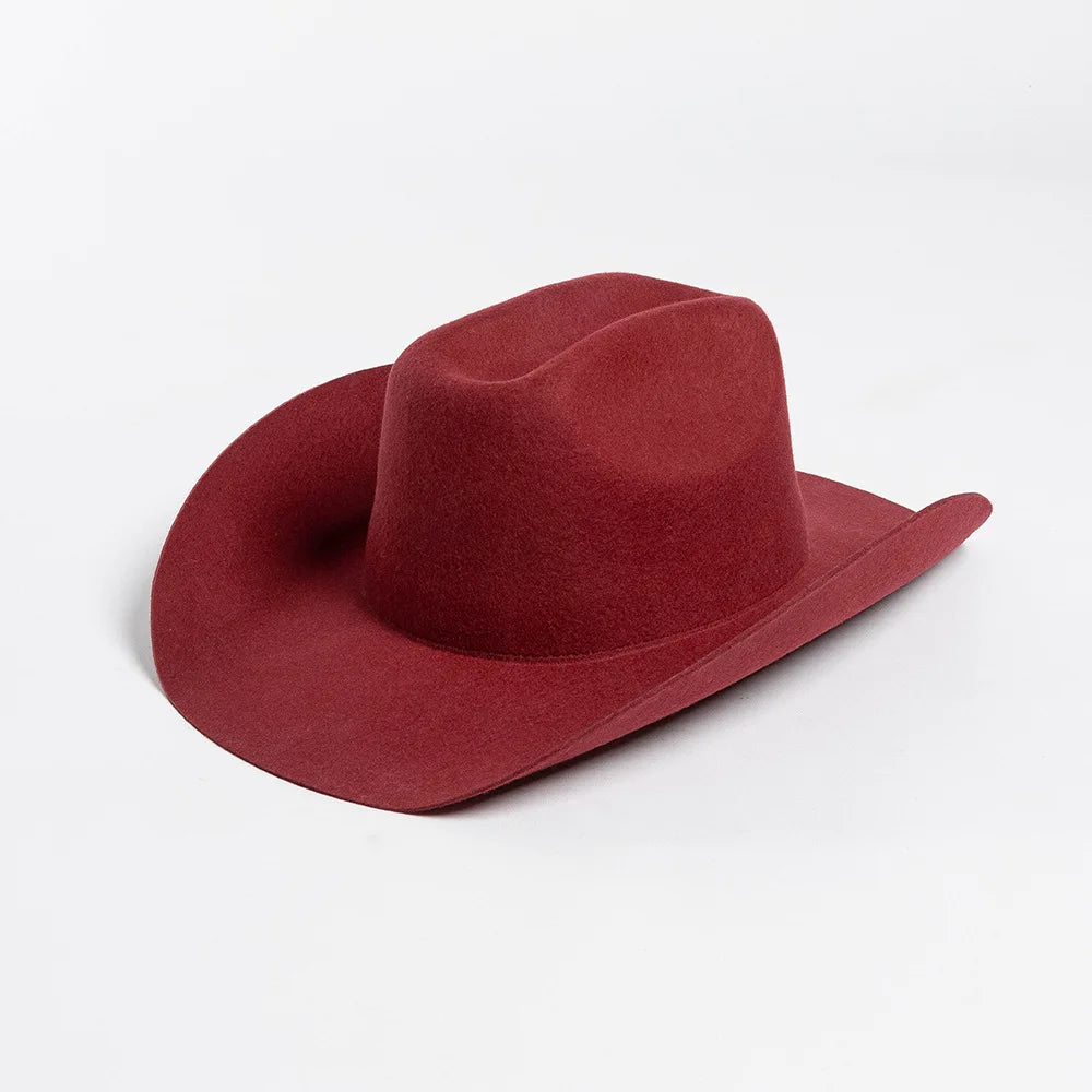 USPOP 100% Wool Cowboy Hat Unisex Wide Brim Felt Hat Solid Color Classic Fedora Style Multiple Sizes S–XL Autumn Winter