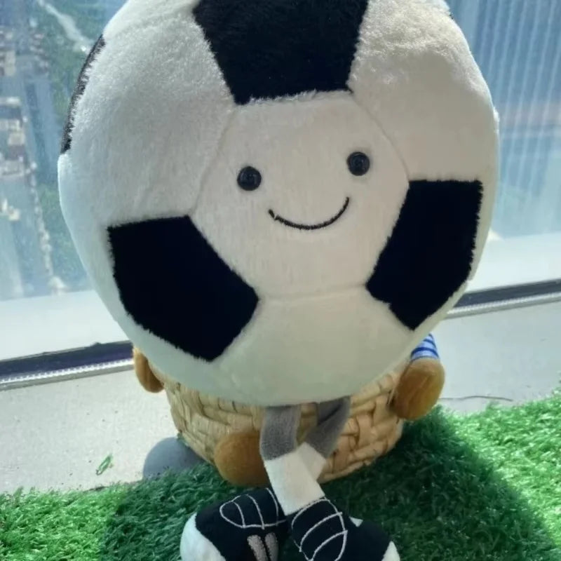 Cute Sports Ball Plush Series Soccer Basketball Tennis Soft Doll Keychain Bag Charm Stress Relief Kawaii Collectible Gift