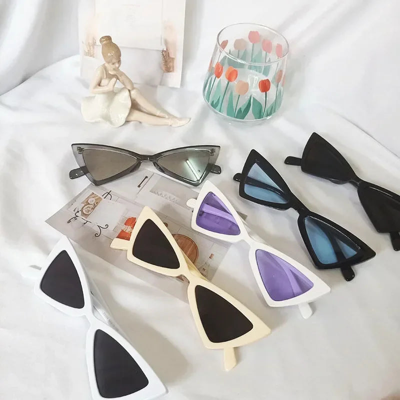 Car Driver Goggles Fashion Cute Sexy Ladies Cat Eye Sunglasses Women Vintage Retro Small Triangular Female Glasses UV Protection