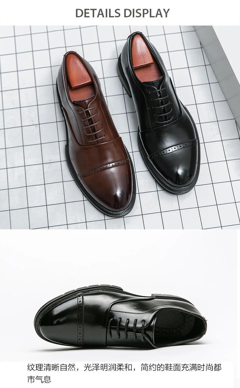 Men’s Dress Shoes High Quality Business British Social Formal Leather Shoes For Men Block Party Wedding Business Office Shoes