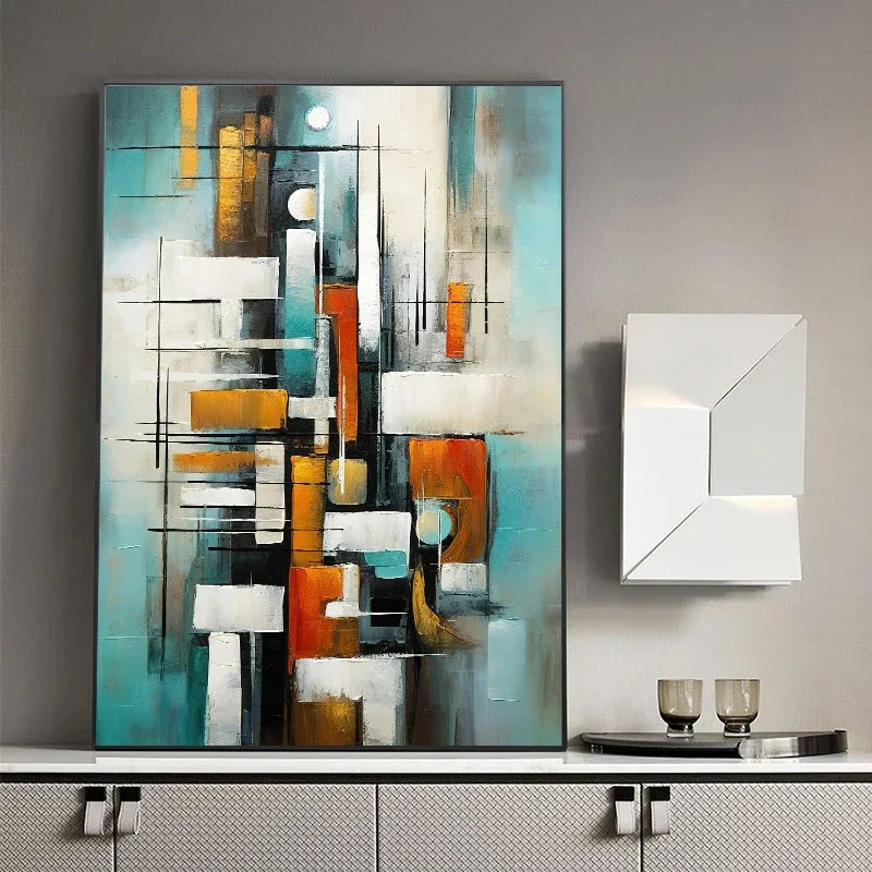 Classic Abstract Wall Art Matte Colour Oil Painting on Canvas Print Poster Home Decor Living Room Bedroom Decorative Painting - Free Item
