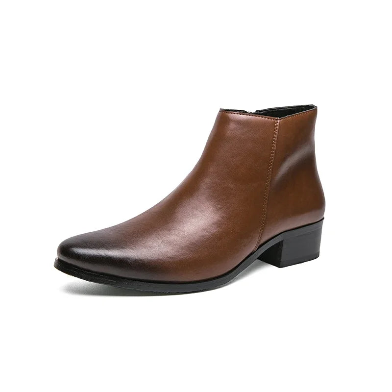 Classic Black Leather Ankle Boots For Men Women British Style Pointed Toe Men's Chelsea Boots Comfortable High Top Dress Shoes