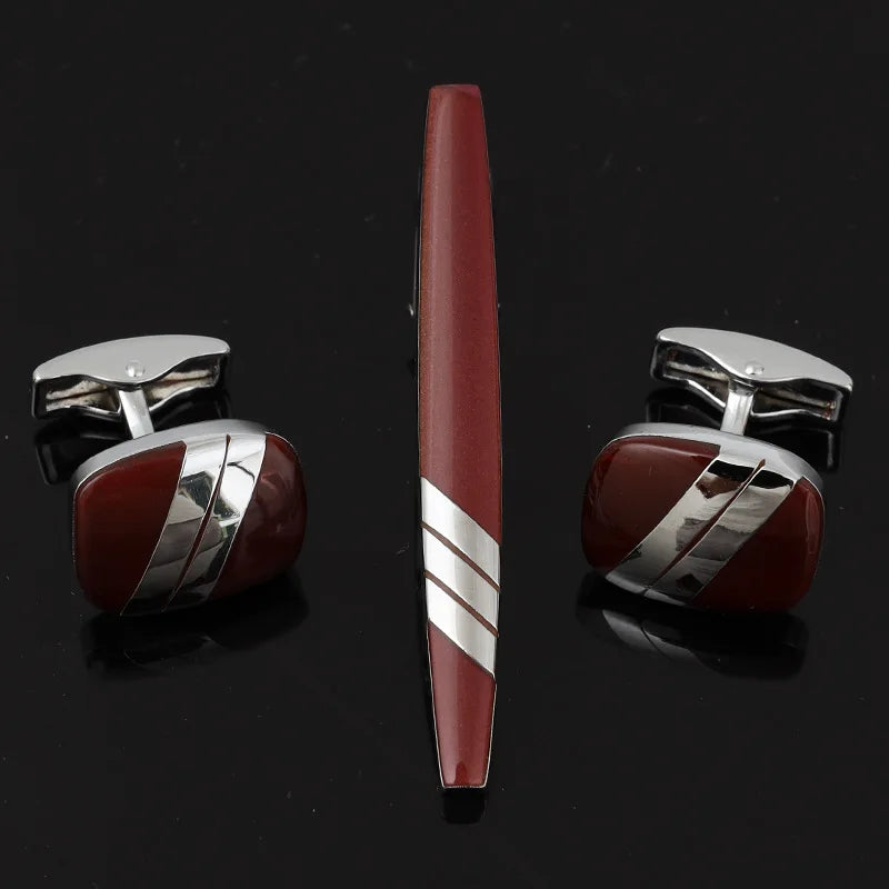 Mens Ties Clip Cufflinks Set Shirt Accessories Necktie Tie Bars Cuff Links Suit Luxury Quality Jewelry Gifts For Wedding Party