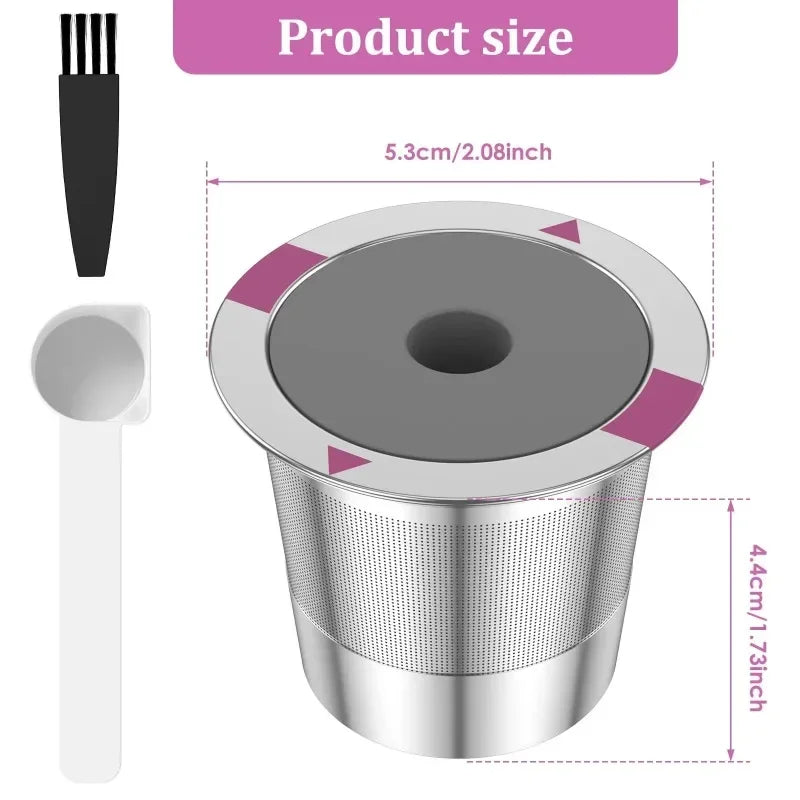 2 Pack Reusable K Cups,Universal Stainless Steel Reusable Coffee Pods,Refillable Single K Cups for K 2.0 and 1.0 Coffee Maker