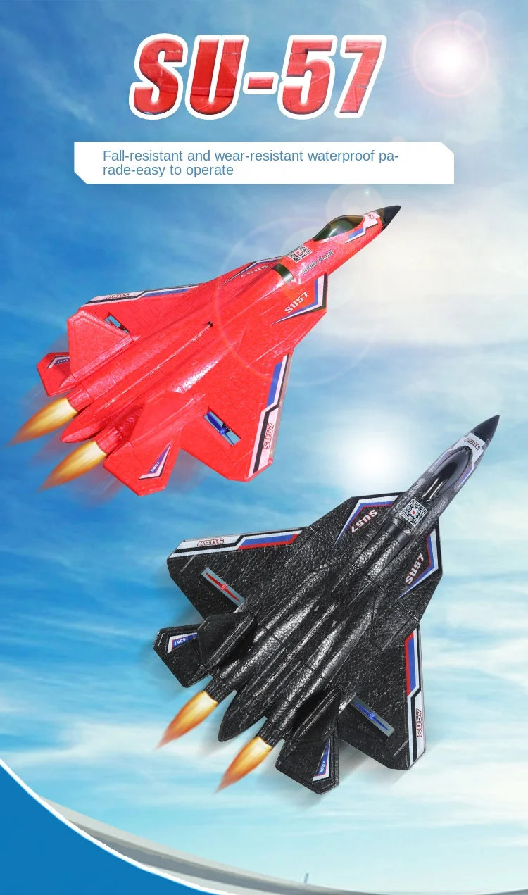 Rc Plane SU 57 Radio Controlled Airplane with Light Fixed Wing Hand Throwing Foam Electric Remote Control Plane