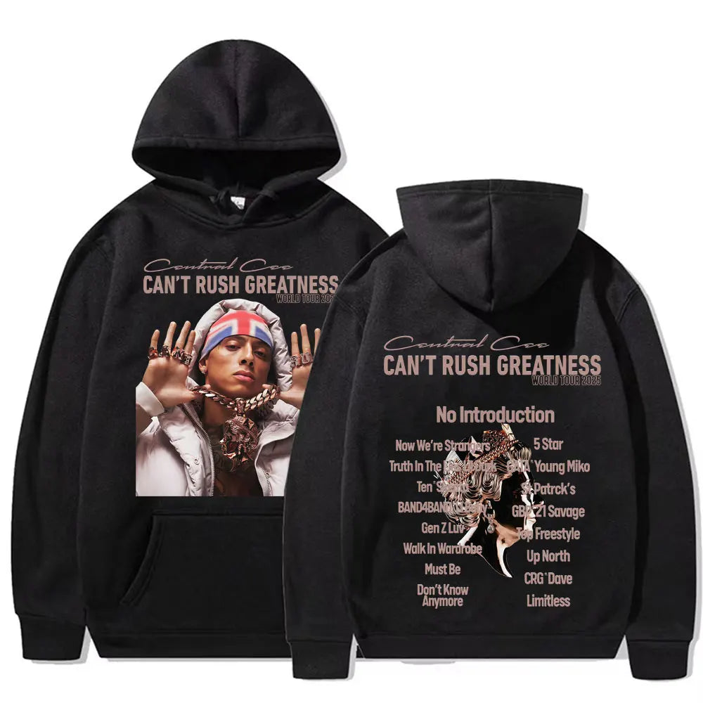 Central Cee “Can’t Rush Greatness” World Tour 2025 Concert Hoodies Mens Fashion Hip Hop Pop Music Oversized Pullover Sweatshirts