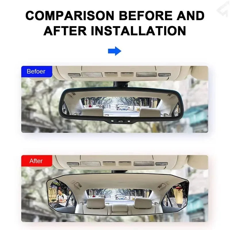 Wide Angle Convex Rearview Mirror Large Vision HD Anti Glare Car Interior Rear View Child Seat Watch Sun Visor Mirror Covers