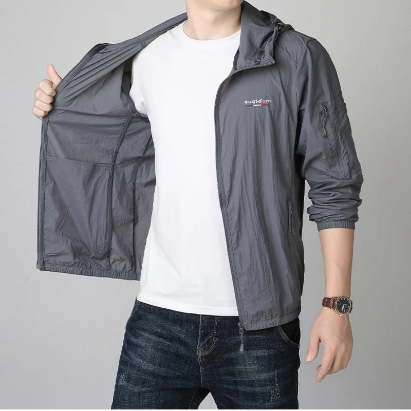Men's Summer UPF90+ Sun Protection Jacket Ultra-Light Thin Skin Coats Men Breathable UV Proof Fishing Ice Silk Sunscreen Coat