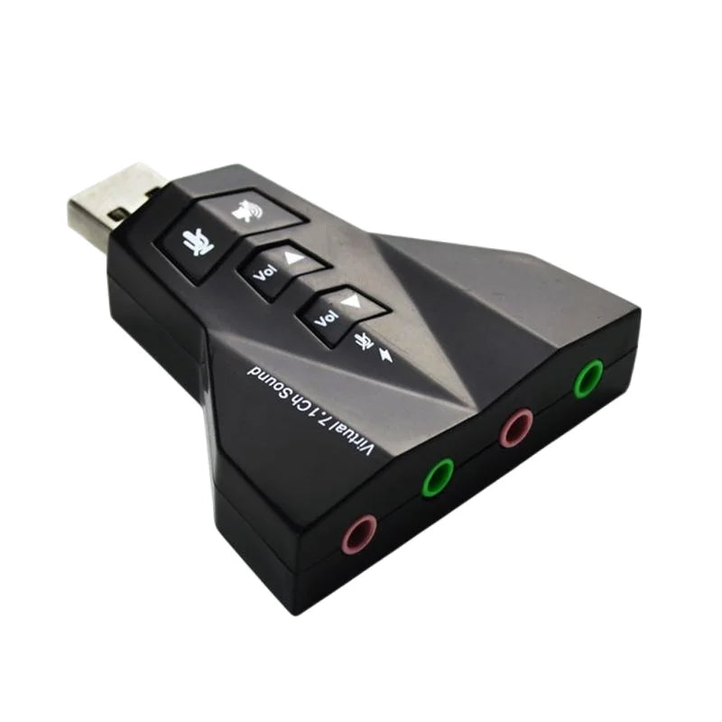 USB Virtual 7.1 Audio Card Dual Earphone Microphone Port Independent Sound Adapter Airplane Shaped External Sound Card