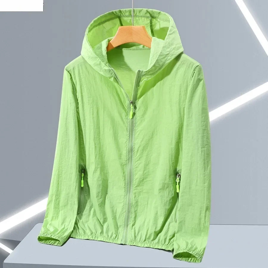 Summer Ice Silk Sun Protection Jacket for Men Couple Outdoor Sports UV Protection Skin Coats Breathable Hooded Ultrathin Jackets