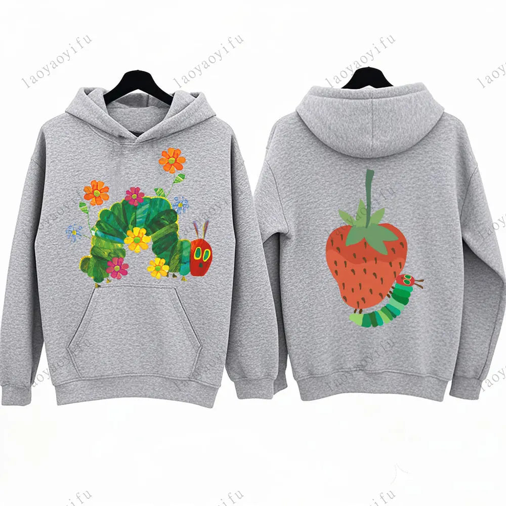 Hungry Caterpillar Printed Hooded The Very Hungry Caterpillar Hoodies Aesthetic Clothes Autumn and Winter Keep Warm Sweatshirt