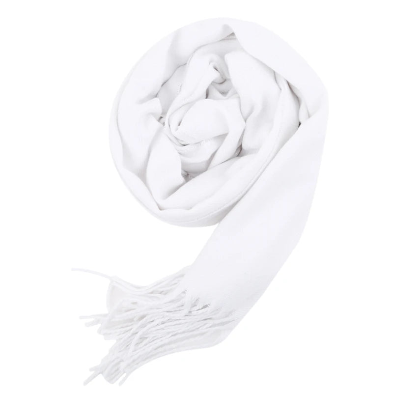 Wool Scarves Winter Soft Warm Cashmere Shawl Thickened Long Tassel Shawl Warm Scarf Fashion Solid Color Women Man Scarf - Free Items Weekend.