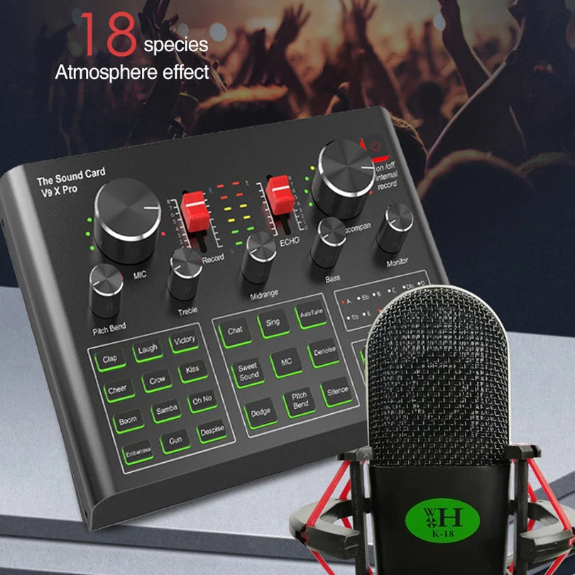 Microphone BM800 Professional Sound Card Audio Interface Mixer With For Smart Phone,PC,Live Streaming,Recording DJ Equipment