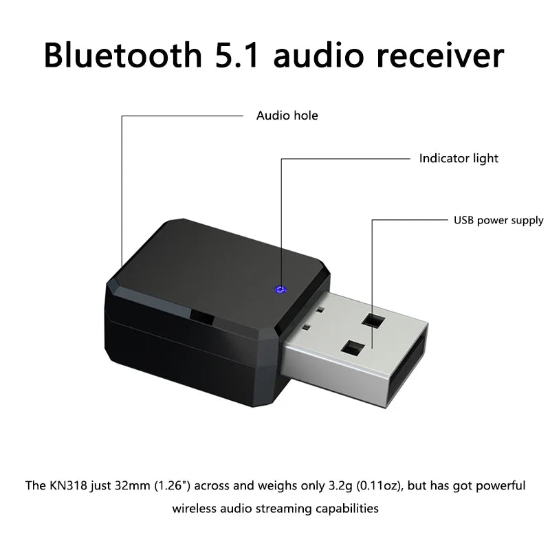 Bluetooth 5.0 Car Kit Wireless Music 3.5Mm Aux Usb Power Audio Receiver Adapter Auto Bluetooth Stereo for Car Radio Mp3 Pc