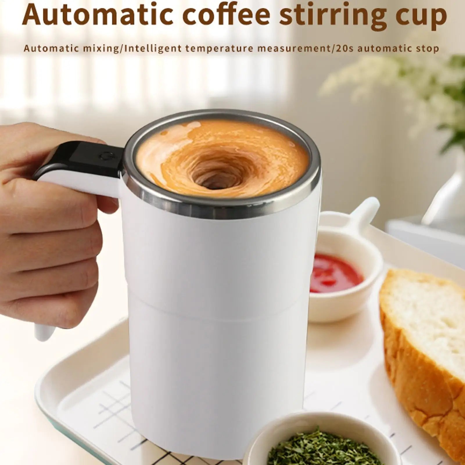 Automatic Mixing Coffee Cup Electric Rechargeable Mixer Self Stirrer Coffee Mug for Milk Cocoa Hot Chocolate Drinks Beverages