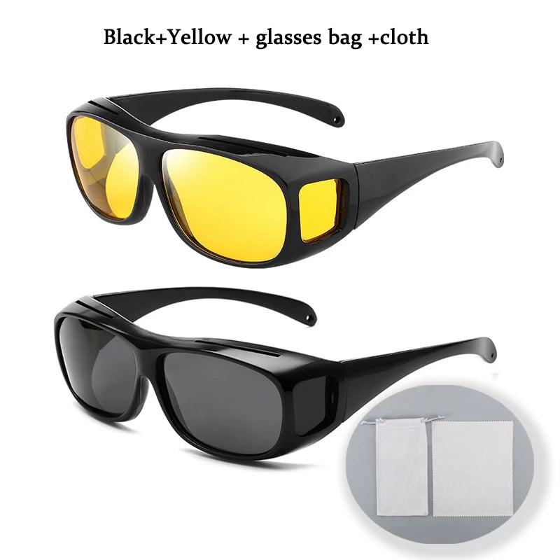 Night Vision Glasses For Women Men Outdoor Sports Oversized Driver Anti-Glare For Night Driving Can With Prescription Glasses