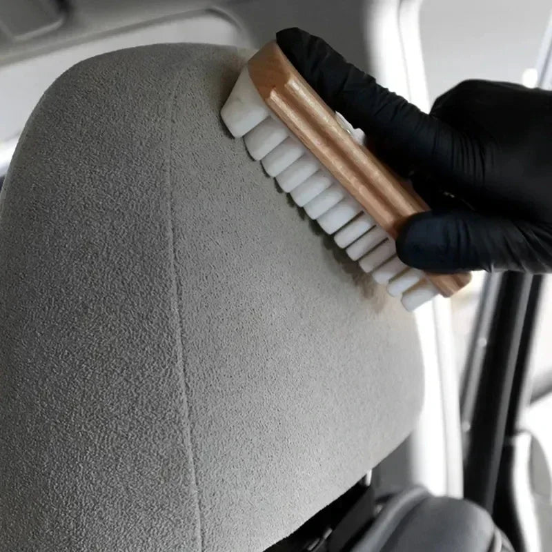 Car Interior Cleaning Brush Wooden Rubber Stain Removal Leather Buckskin Suede Fabric Beauty Care Detail Brush Car Clean Toosl