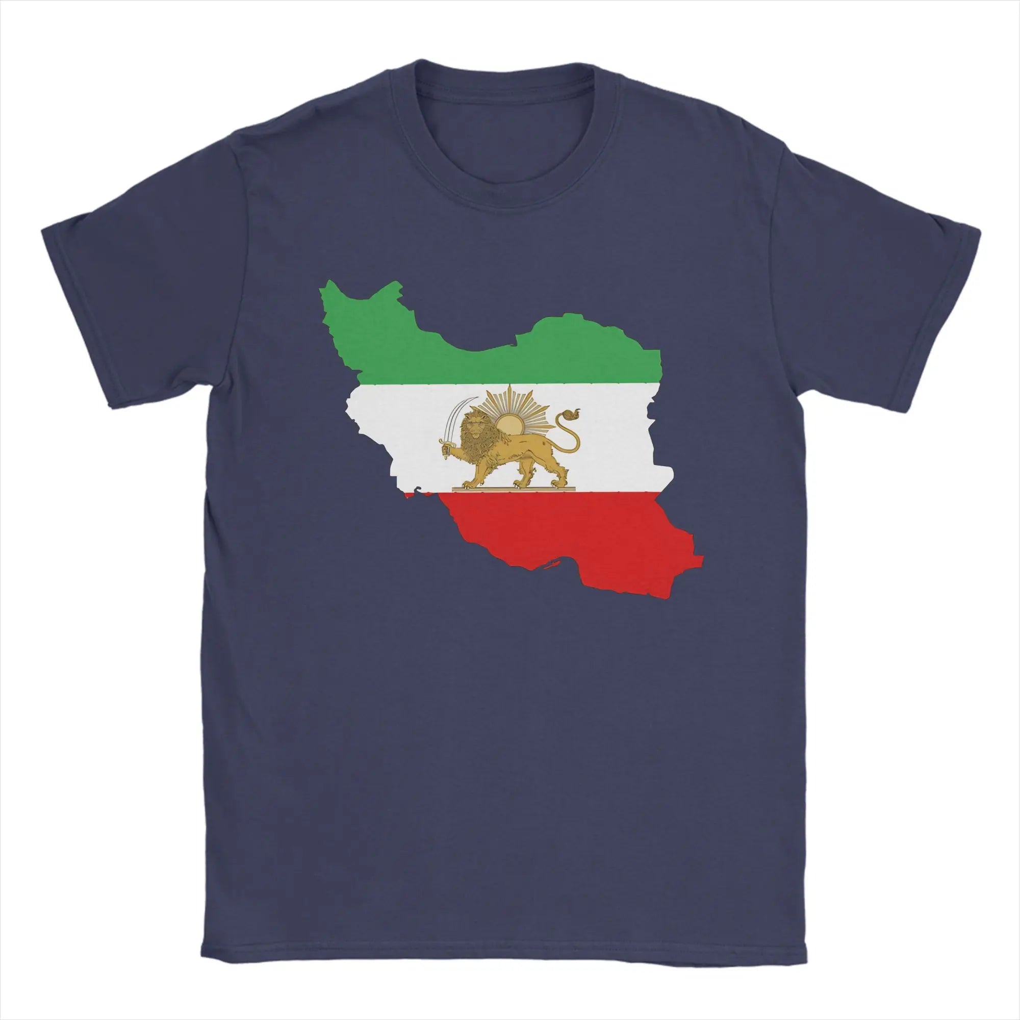 Iran Persian Flag Map Men T Shirt  Creative Tees Short Sleeve Crew Neck T-Shirts 100% Cotton Plus Size Clothes
