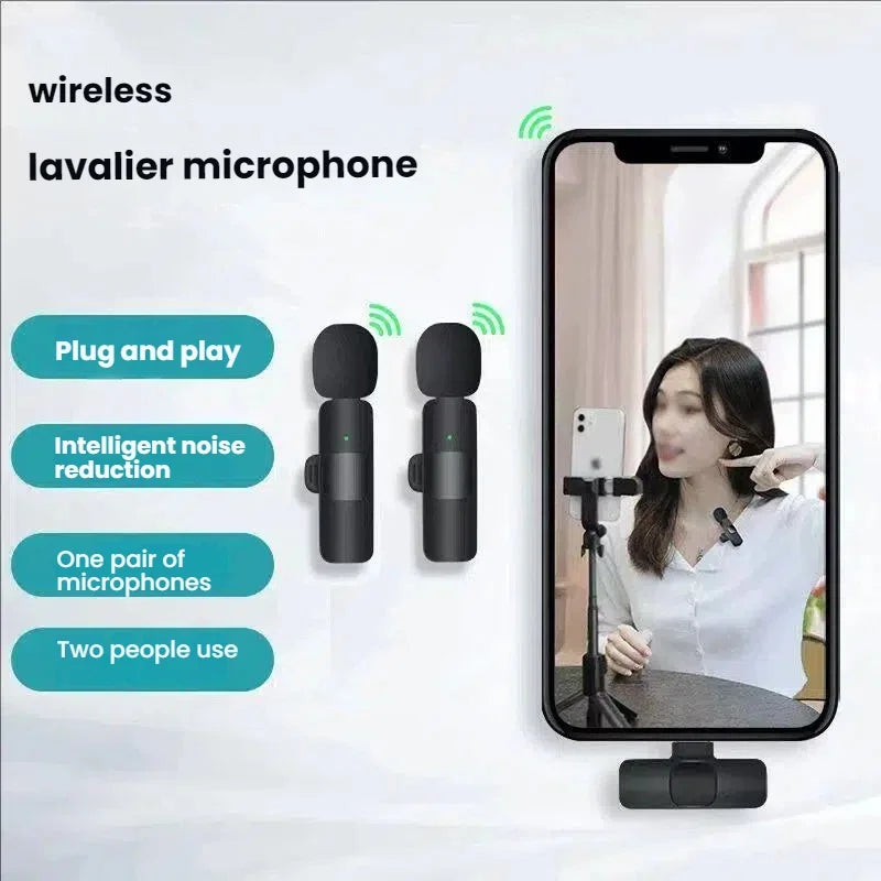 New Wireless Lavalier Microphone K9 Portable Audio Video Recording Mini Mic for iPhone Android Live Broadcast Gaming Phone Mic