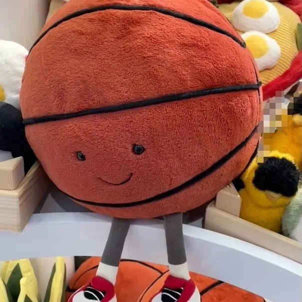 Cute Sports Ball Plush Series Soccer Basketball Tennis Soft Doll Keychain Bag Charm Stress Relief Kawaii Collectible Gift