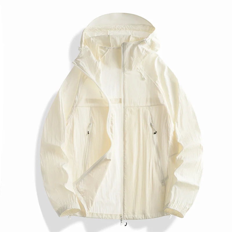 2025 Skin Sun Protection Jacket Men's Summer high quality UV Lightweight Ice Silk Hooded Coat Outdoor Riding Fishing Windbreaker