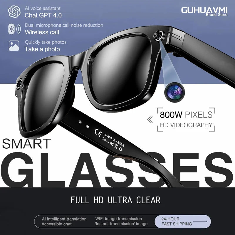 2026 New Upgrade AI smart glasees With 8MP Camera Video Recording AI Photo Recognition HD Call Voice Translation Sunglasses Man