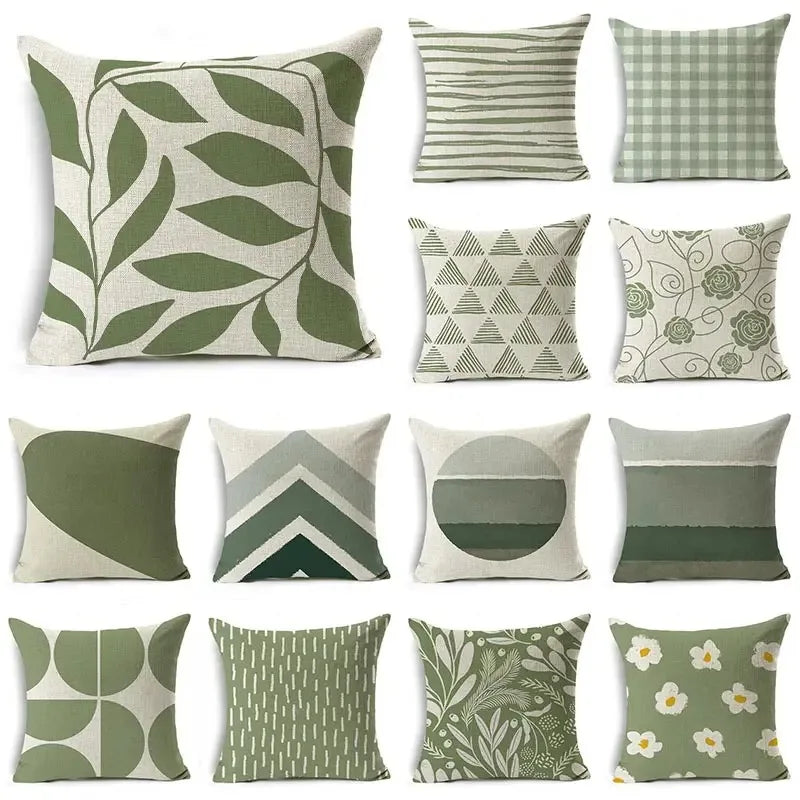 Green Pattern Decorative Cushion Cover Floral Pillow Cover for Car Sofa Decorative Pillow Cover Home Pillow -