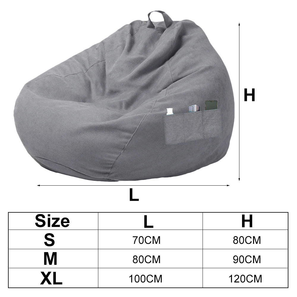 New Bean Bag Chair Sofa Cover Soft Comfortable Sofa Chair Protection Cover with Storage Bag without Filler Furniture Accessories