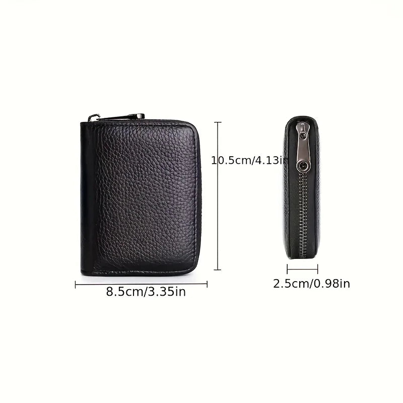 Mini Minimalist Classic Multi-card Man Wallet, RFID Blocking Women Coin Purse with Zipper, Unisex Solid Color Credit Card Holder