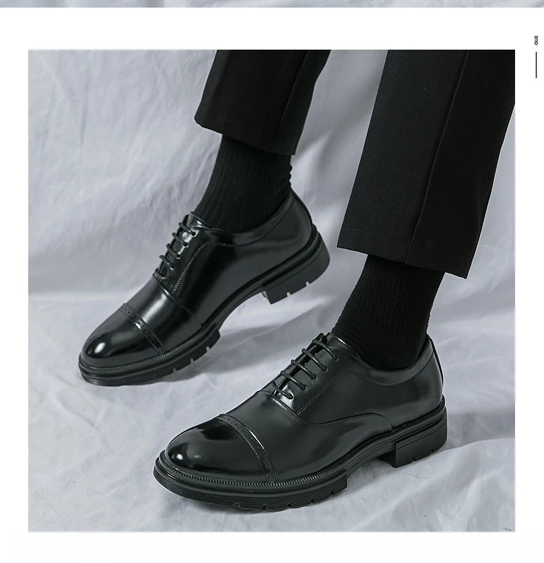 Men’s Dress Shoes High Quality Business British Social Formal Leather Shoes For Men Block Party Wedding Business Office Shoes