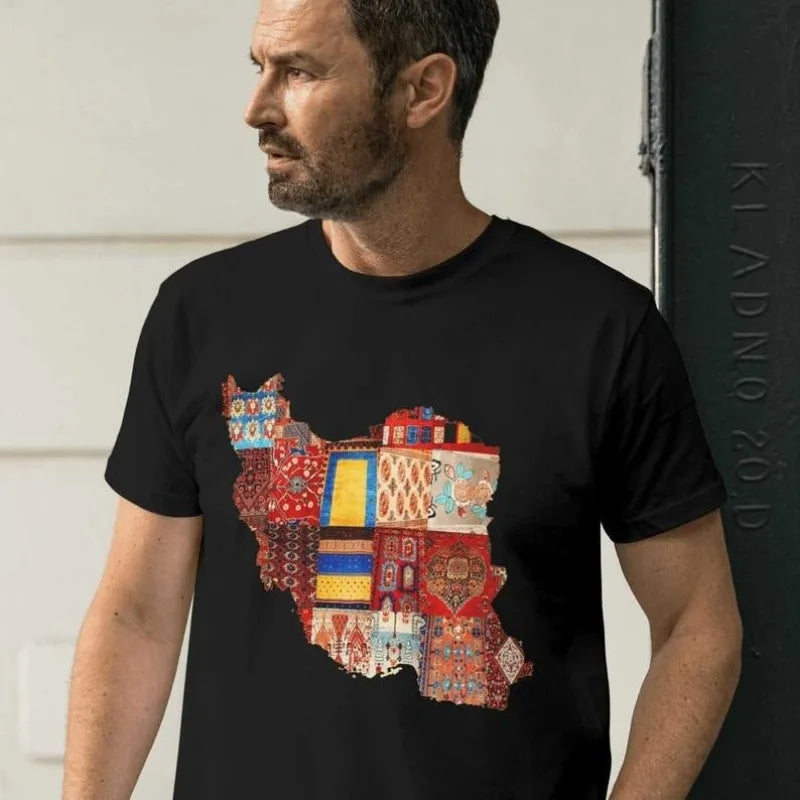 Iran Map Graphic Shirt Iran Culture and Art Clothing Free Persia T-Shirt Men Women Fashion Casual Crewneck Cotton Tee Tops