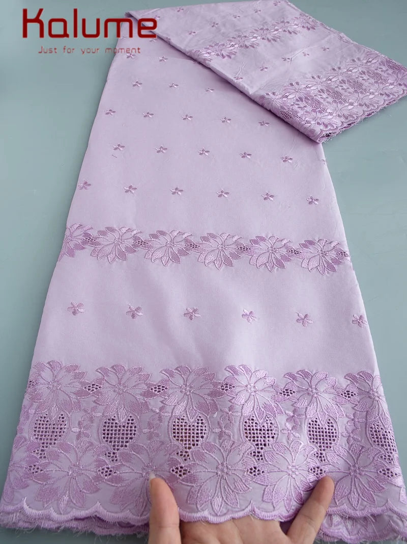 Kalume African Soft Cotton Fabric Dubai Lace Fabrics High Quality Material African Fabric for Sewing Man Suit Cloth 5Yards F4517