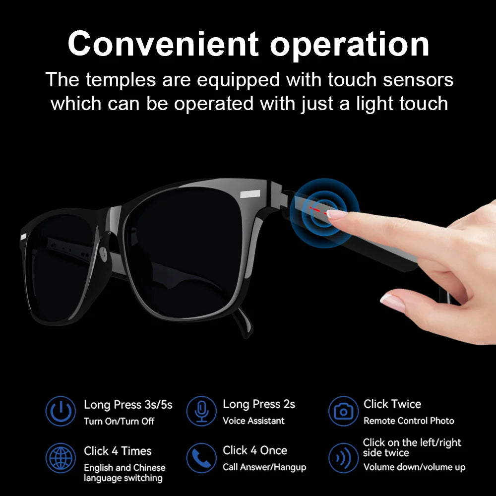 LAXASFIT New Camera Smart Music Women Men Sports Sunglasses Headphones Wireless BT Talk Headset HIFI Audio Bluetooth Glasses