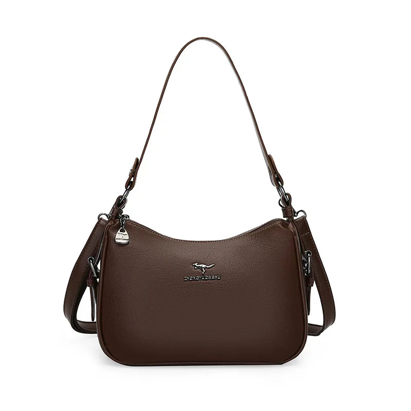 Large Capacity Fashionable Ladies Crossbody Bag Urban Minimalist Style PU Material Shoulder Bag Mom Bag Handbag for Middle-Ag...