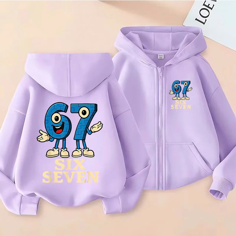 Hot Six Seven Zip Up Hoodies Children's Funny 67 Brainrot Sweatshirts Clothes Kid Girl Boy Zipper Hoody Baby Casual Fashion Tops