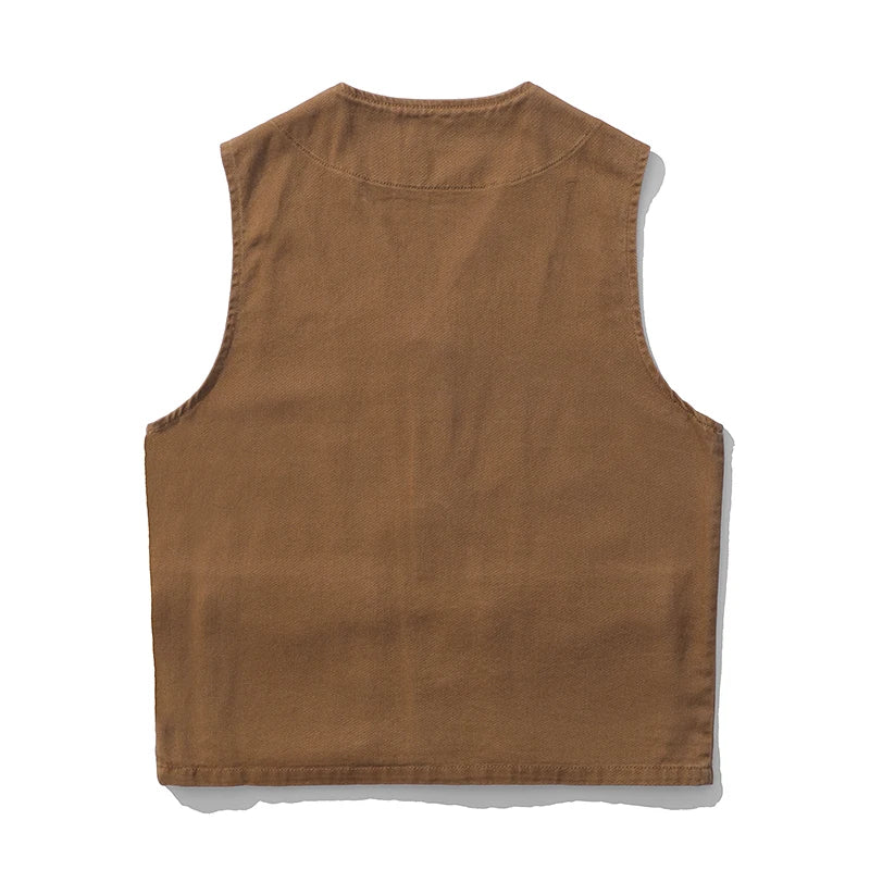 2023 Spring  Cotton high street American style classic denim vest for men Sleeveless casual waistcoat men's casual vest