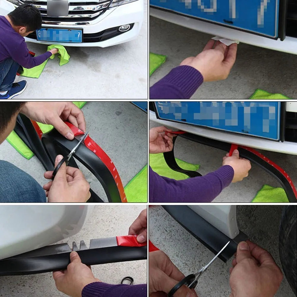 2.5M Car Bumper Lip Stickers Car Front Bumper Lip Rubber Car Bumper Guards Lip Mouldings Splitter Chin Body Auto Bumper Exterior