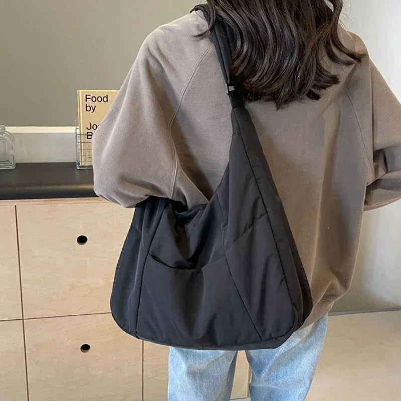 Trendy Women's Soft Cloth Shoulder Bag Solid Color Student 2026 Spring Y2k Casual Style Big Handbags Crossbody Bags for Women
