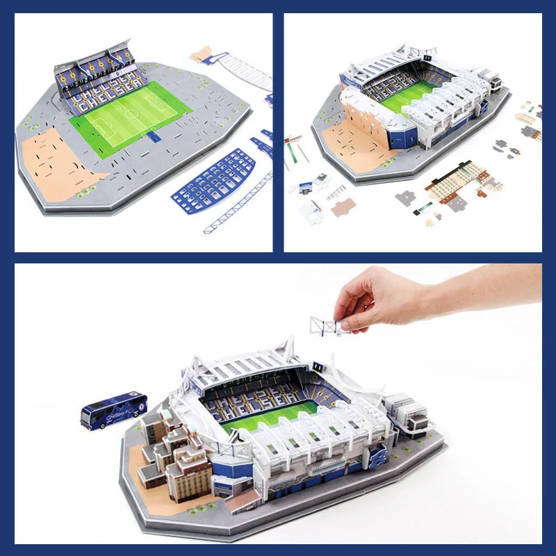 Miniature Football Field 3D DIY Model Assembly World Famous Stadiums Models Football Game Peripheral Toys Fans Toys Gifts TMZ