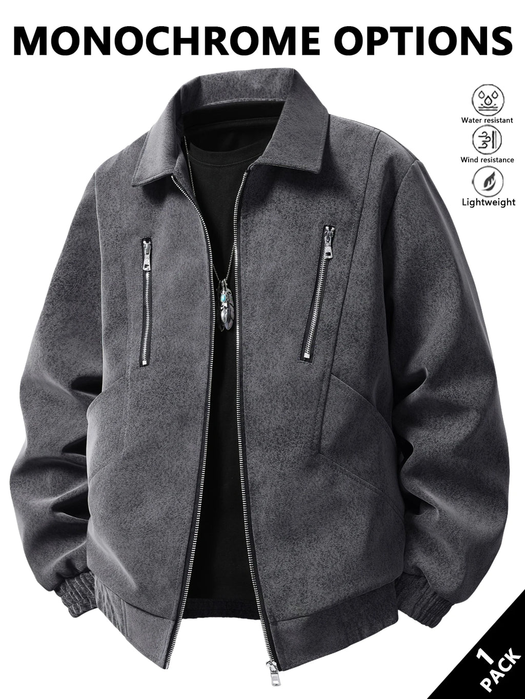 Men's Leather Jacket with a Lapel Collar, a Neat Lapel Design, Windproof and Cold-Resistant, Suitable for Daily Commuting, Light Business in the Workplace, Casual Dating, Autumn and Winter Outings, Friend Gatherings, and Shor
