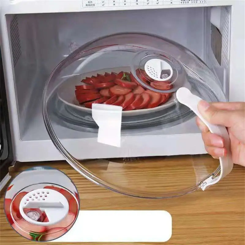 Microwave food splash proof cover, household oven heating cover, plate transparent cover, handle, cooking utensils accessories