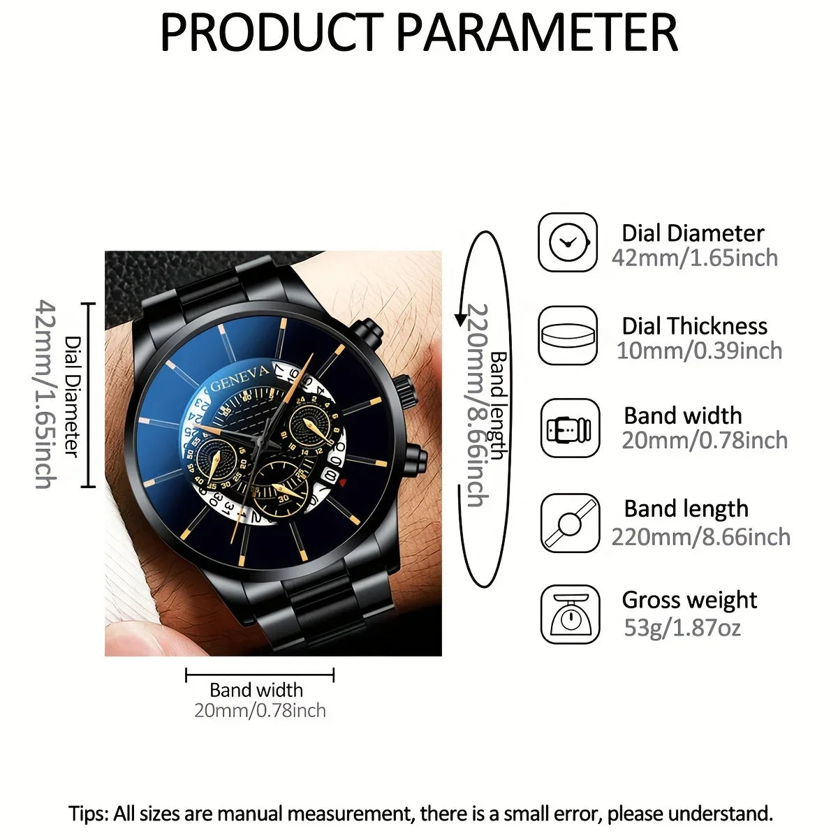 3pcs/1pcs men's fashionable quartz watch set, stainless steel strap, circular dial, date function, electronic drive,
