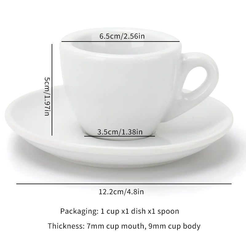 50ML Ceramic Espresso Cups with Thick Design for Single Cup 9mm Cup Wall Long Lasting Insulation Espresso Barista Accessories