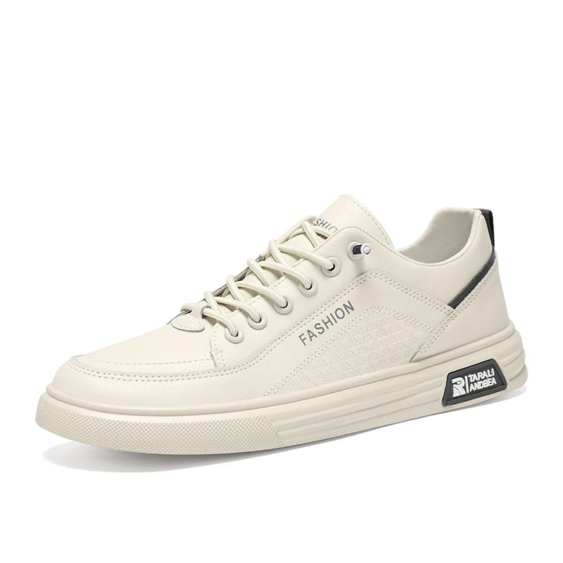 White Shoes Comfort Sports Vulcanized Shoes Zapatillas De Hombre Mens Casual Sneakers New Fashion Lace-up PU Leather Casual