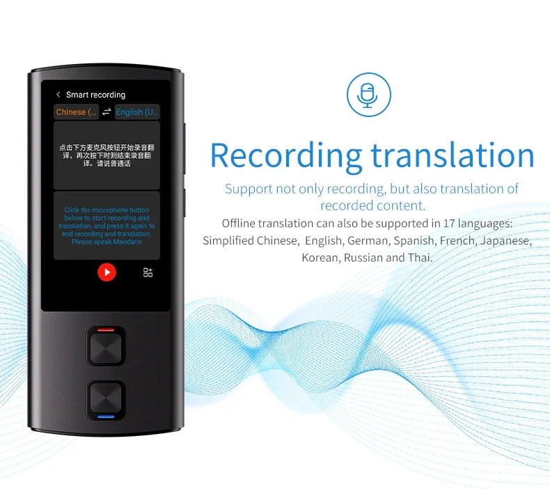 T17 Intelligence Translation 138 Language Voice Recording & Photo Translate WIFI ChatGPT Online/Offline Translation