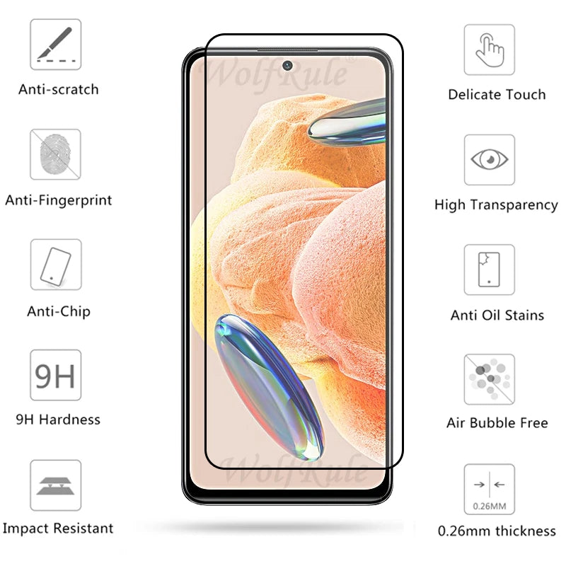 6-in-1 For Redmi Note 12 Pro Glass Redmi Note 12 Pro 4G Full Cover Glue Screen Protector Xiaomi Redmi Note 12 Pro 4G Lens Glass